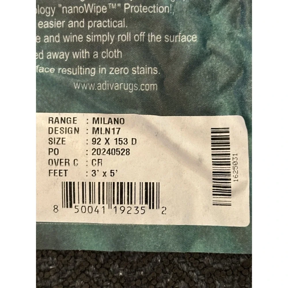 Machine Washable Rug 3'X5' Adiva Milano MLN17 Blue Orange Cream Faded-Look